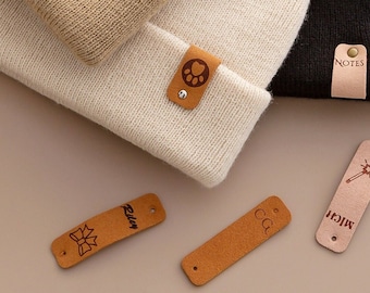 Personalized Tag,Tags For Knitted Hats,Leather Tags With Rivets,Custom Logo Tags,Labels for Handmade,Labels for Knitting,Gift for Knitter