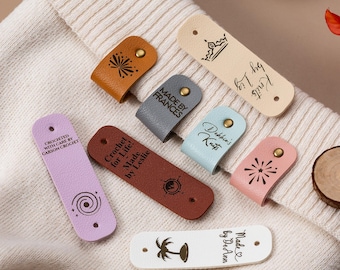 Custom Tags for Knitter,Personalized PU Leather Name Tag,Tags For Knitted Hats,Tags With Rivets,Labels for Knitting,Gift for Knitter