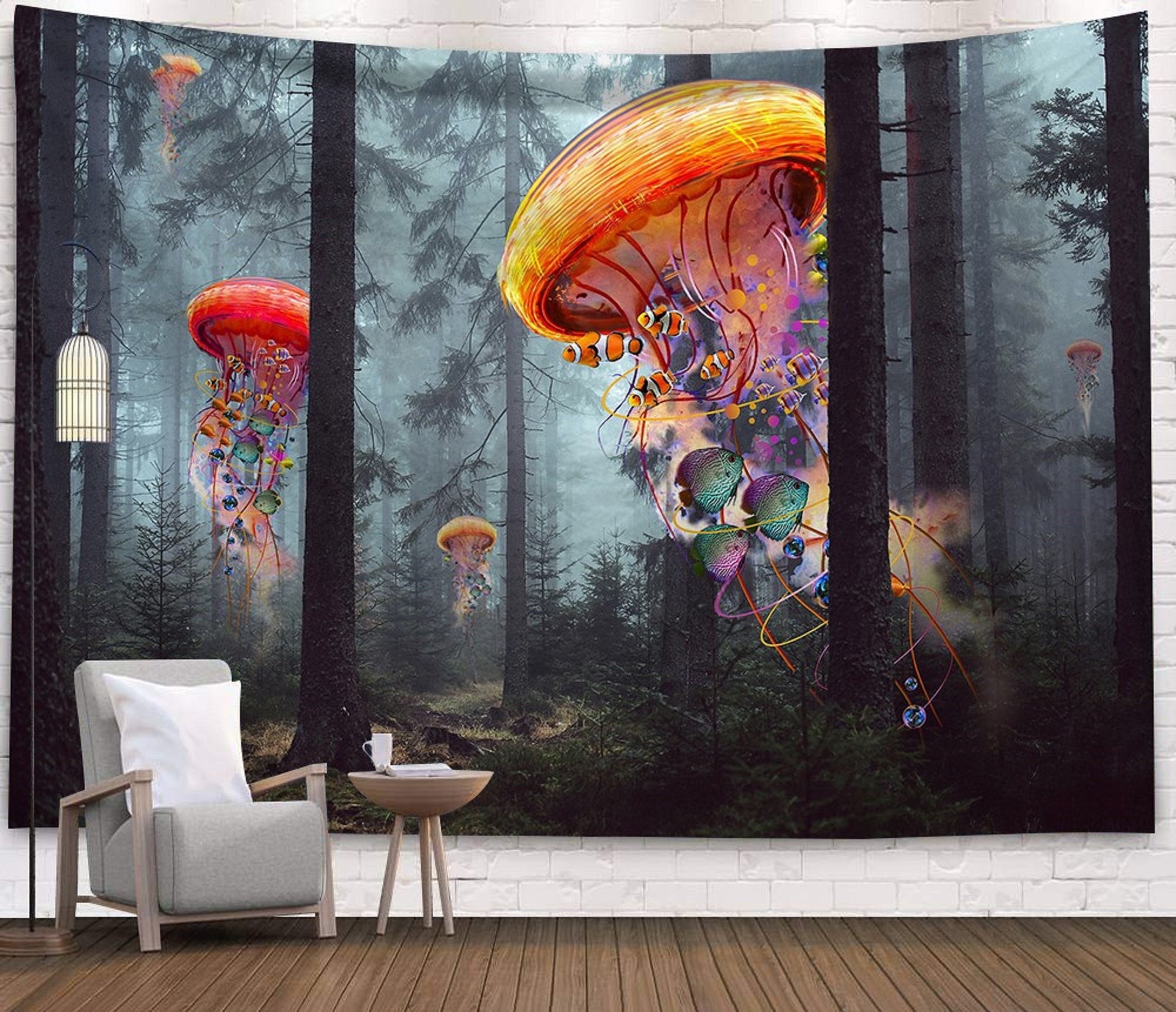 Fantasy Wall Tapestry Magic Wall Decor Magical Jellyfish Etsy