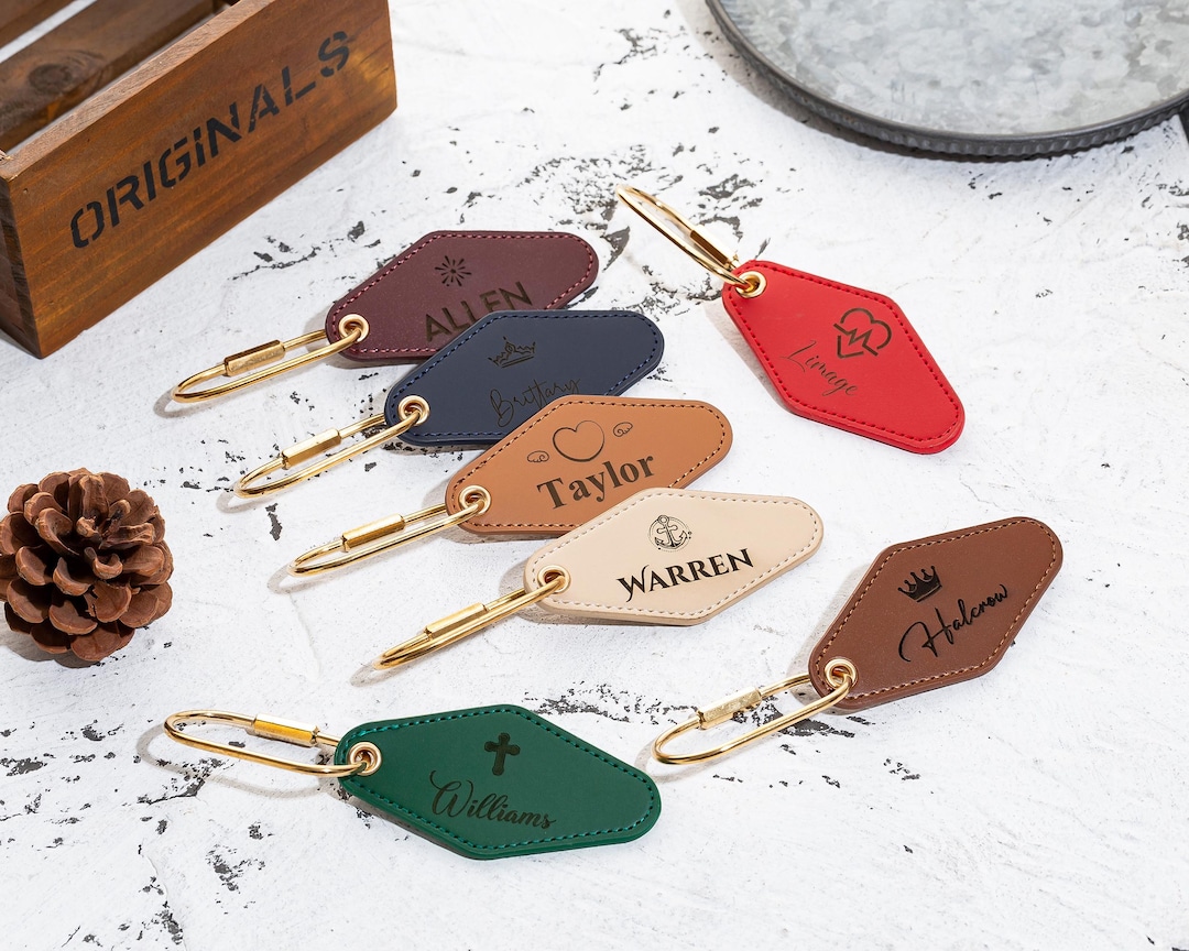 Personalized Leather Keychain,custom Diamond Key Chain,leather Keyring ...