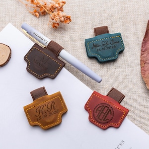 Personalized Magnetic Leather Pen Clip,Bookmark with Name,Magnet Pen Holder,Office Supplies,Writing Gift,Gifts for Book Lovers,Reader Gift