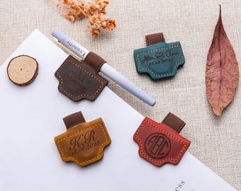 Clip per penna magnetica in pelle personalizzata, segnalibro con nome, portapenne magnetico, articoli per ufficio, regalo per scrittori, regali per amanti dei libri, regalo per lettori
