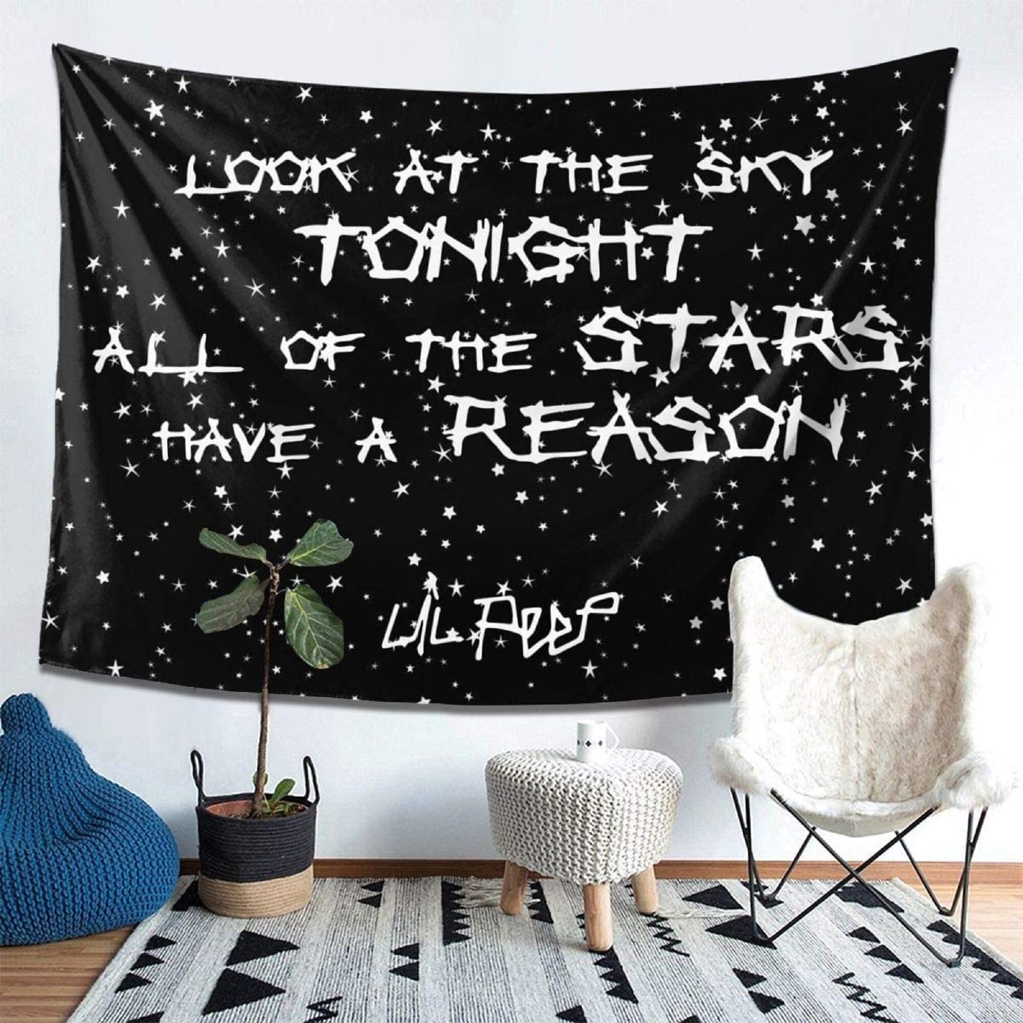 Lil Peep tapestry Wall Tapestry Lil Look At The Sky Peep Etsy