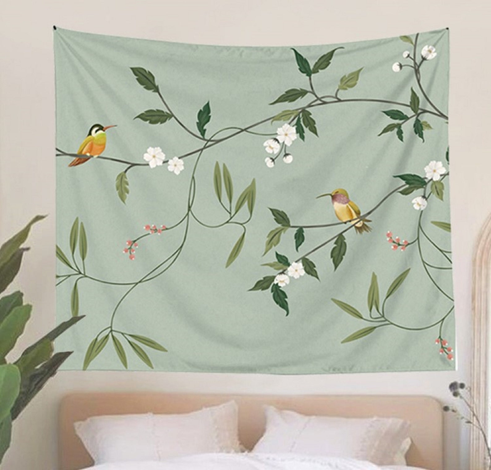 Floral Tapestry Bird Tapestry Flower Backdrop Bird | Etsy