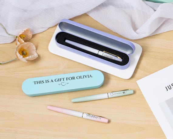 Custom Engraved Pen with Box,Personalized Name Pen,Bridesmaid Pen,Fancy Pen,Anniversary Gift,Wedding Gifts,Teacher Gifts(No ink included)
