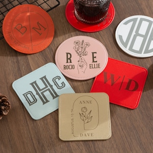 Custom Coasters,Wedding Coaster,Monogram Coaster Set,New House Gift,Wedding Mementos,Coasters for Couple,Last Name Coasters,Gift for Family
