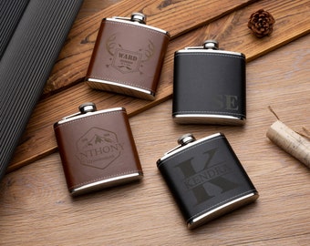 Personalized Laser Engraved Flask,Gifts for Dad,Custom Hip Flask,Gift For Groomsman,Boyfriend Gifts,Birthday Gift Men,Wedding Party Favors