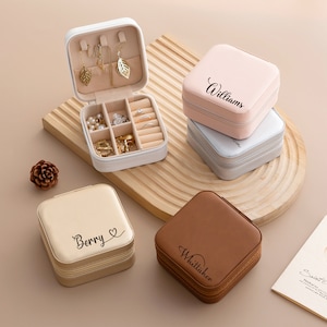Portagioie con nome personalizzato, custodia da viaggio per gioielli, damigella d'onore per matrimonio, festa nuziale, regalo di ringraziamento, regalo per la migliore amica