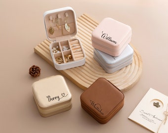 Personalisierte Name Schmuck Box, Schmuck Reise Fall, Hochzeit Brautjungfer, Brautdusche Party, danke Geschenk, Bester Freund Geschenk