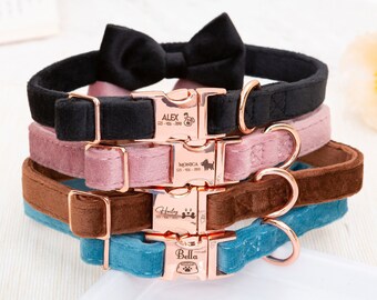 Personalisieren Sie graviertes Schnallen-Namensschild, Geschenke für Haustiere, personalisierter Hund, Geschenke, Hundehalsband graviert, Hundehalsband-Fliege, personalisiertes Halsband, Geschenke