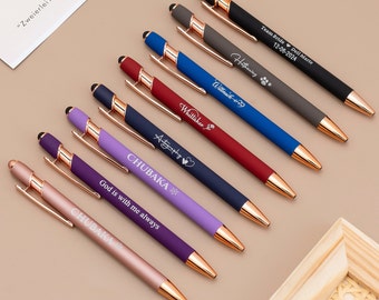 Stylo personnalisé luxueux et doux au toucher en or rose, Stylos prénom, Stylos de demoiselle d'honneur, Stylo fantaisie personnalisé, Cadeau pour maman, Cadeau d'anniversaire, Cadeaux de mariage personnalisés