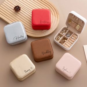 Portagioie con nome personalizzato, custodia da viaggio per gioielli, damigella d'onore per matrimonio, festa nuziale, regalo di ringraziamento, regalo per la migliore amica
