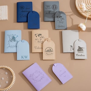 Étiquette à bagage personnalisée, porte-passeport et étiquette à bagage, cadeau de la mariée, proposition de demoiselle d'honneur, étiquette à bagage, porte passeport, cadeaux de voyage personnalisés, étiquette de voyage