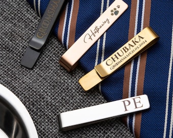 Sujetacorbatas personalizado para bodas, sujetacorbatas para padrinos, pasador de corbata personalizado, accesorios de boda, regalos para padres, regalo para padrinos de boda, regalo para el novio, regalo navideño