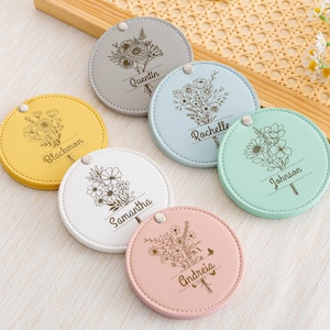 Custom Pocket Mirror,Leather Compact Mirror,Bridesmaid Gifts, Bachelorette Party Favors,Travel Mirror,Gift for Her