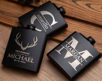 Personalised Engraved Hip Flask Custom 6oz Hipflask Wedding Gift Idea,Fathers Day,Groomsmen Flasks,Party Gift for Him,Drinking Gifts