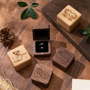 Gepersonaliseerde ringdoos voor vrouwen, trouwringdozen, lasergegraveerde doos, bruidsringdoos, aangepaste huwelijkscadeaus, bruidscadeaus, huwelijkscadeau-idee