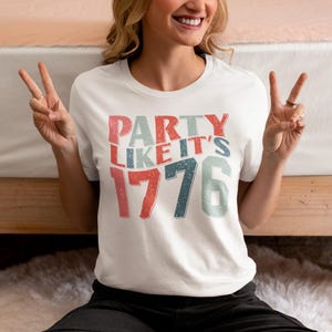 Retro 4th of July Shirt: &#39;Party Like It&#39;s 1776&#39; USA Cotton Tee
