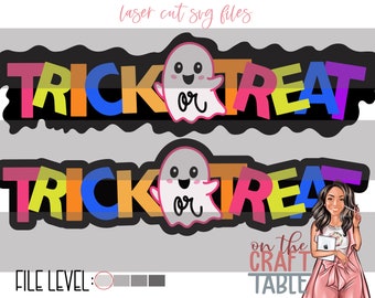 Trick or Treat Ghost Neon SVG File/Laser/Glowforge/Halloween