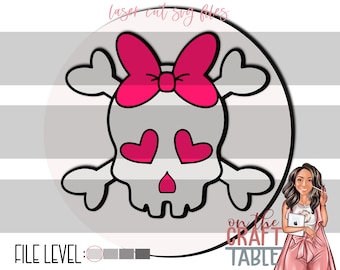 かわいい Skully SVG ファイル / ハロウィーンの装飾 / Glowforge / レーザーカット ファイル