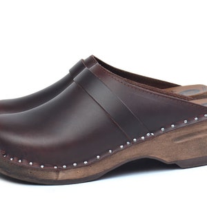 Brown wooden clogs, clogs for women and men, classic Swedish clogs, Bastad clogs, Troentorp clogs image 2