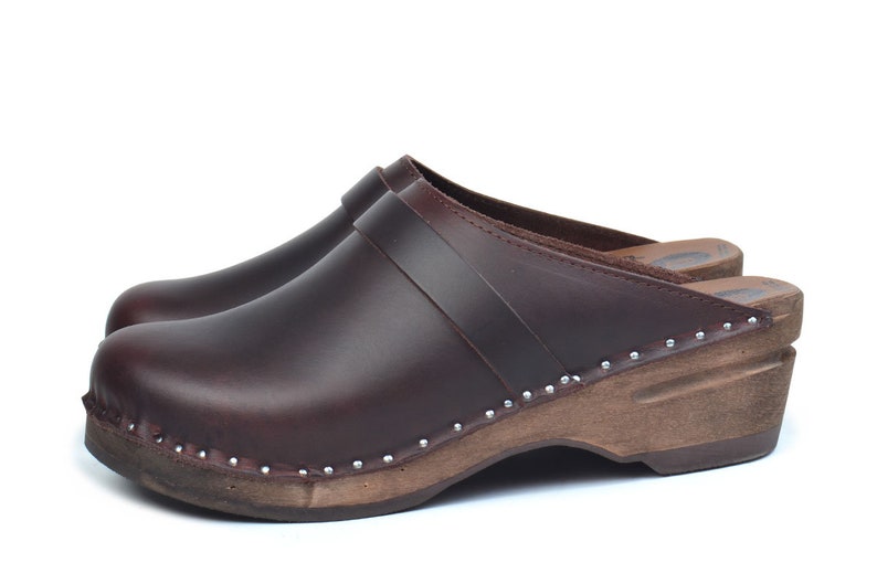 Brown wooden clogs, clogs for women and men, classic Swedish clogs, Bastad clogs, Troentorp clogs image 2
