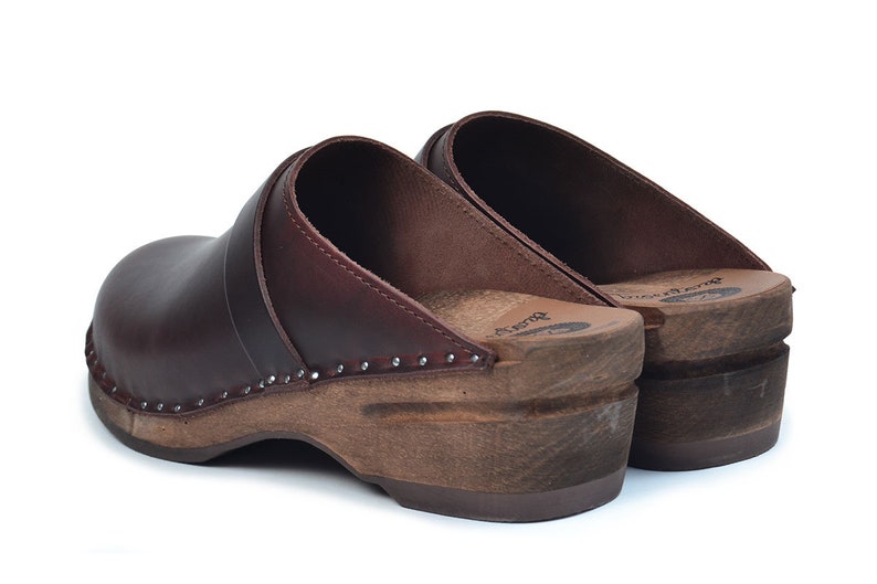 Brown wooden clogs, clogs for women and men, classic Swedish clogs, Bastad clogs, Troentorp clogs image 3