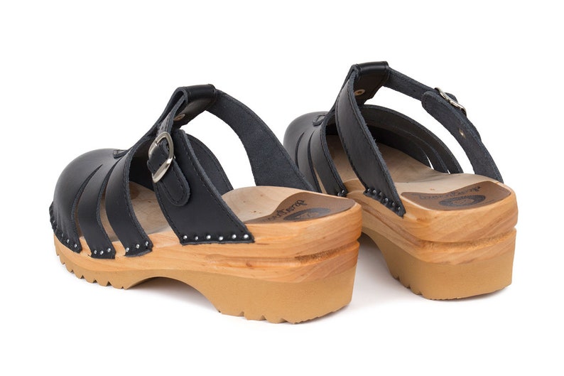 Swedish Classic Clog Sandal / Mary Jane Black Leather Sandal / - Etsy