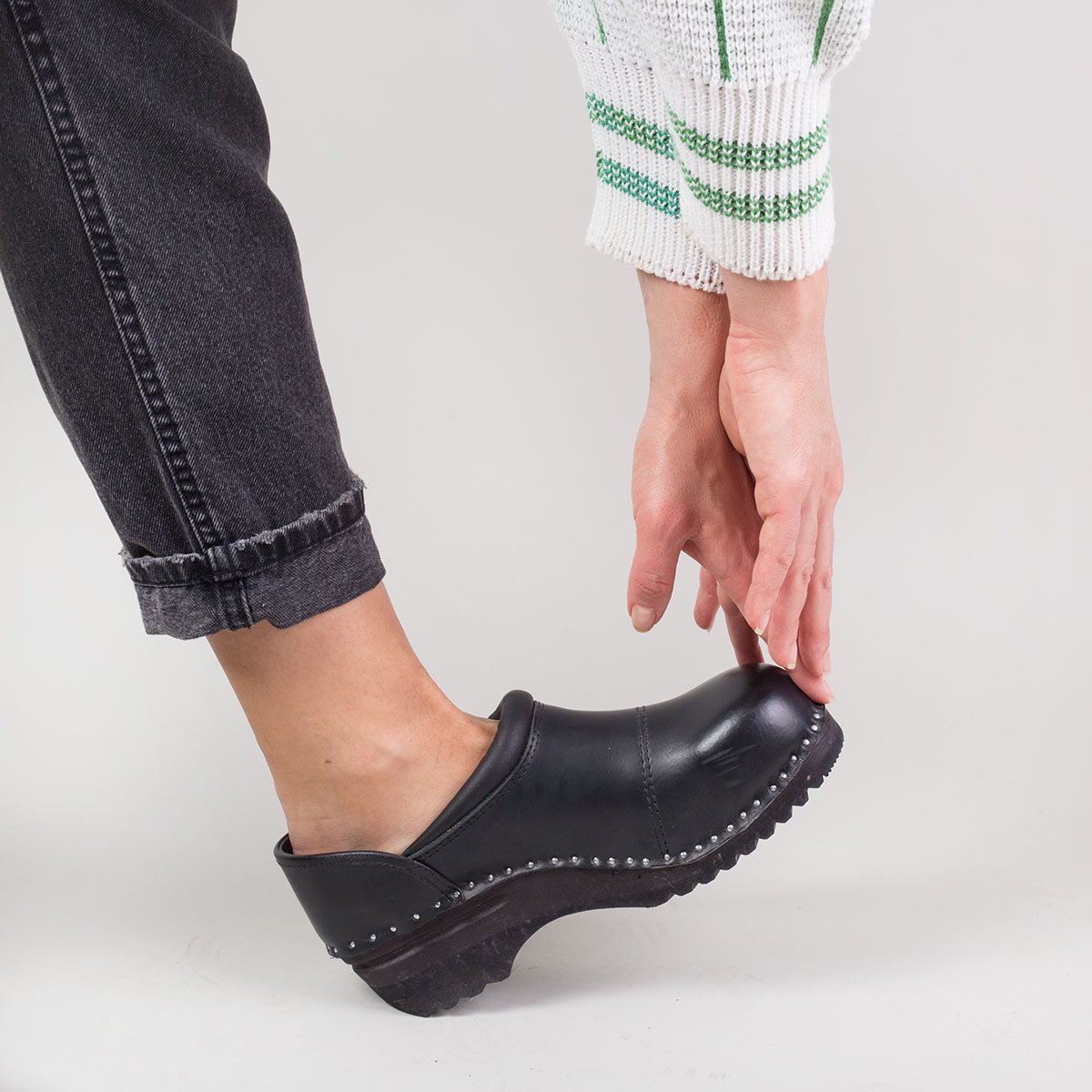 Swedish Closed Back Clogs / Picasso Black Leather Clog / Clog 