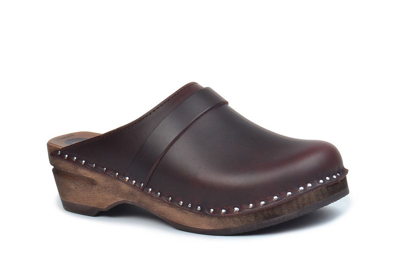 Brown wooden clogs, clogs for women and men, classic Swedish clogs, Bastad clogs, Troentorp clogs image 1