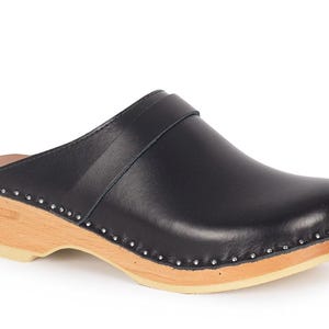 Swedish Clogs Black, Unisex Wooden Clogs, Bastad Troentorp Clogs for Men and Women, Classic Clog, Clog Shoes, Da Vinci Black