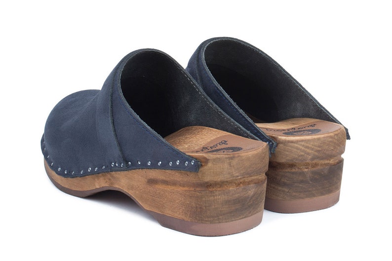 Classic Swedish Comfy Clogs / Da Vinci Dark Blue Suede Leather | Etsy