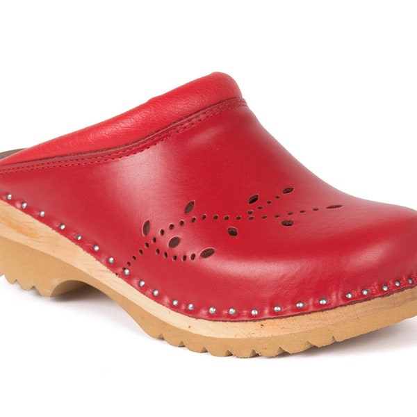 Classic Swedish Clogs / O'Keefe Red Leather Clog / Working Clogs / Chef and Nurse Clogs / Troentorp Clogs / O'Keefe Red