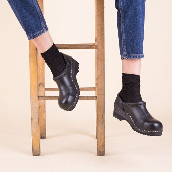 Swedish Closed Back Clogs / Picasso Black Leather Clog Swedish Closed Back Clogs / Picasso Black Leather Clog