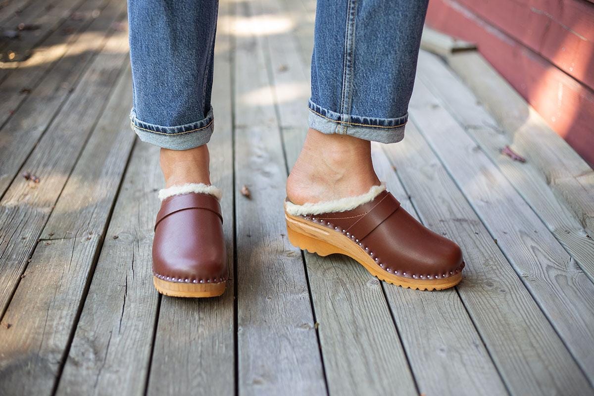 Custom Made Durer & Rembrandt In Red Leather %ef%b8%8f Troentorp Clogs Swedishclogs Wooden