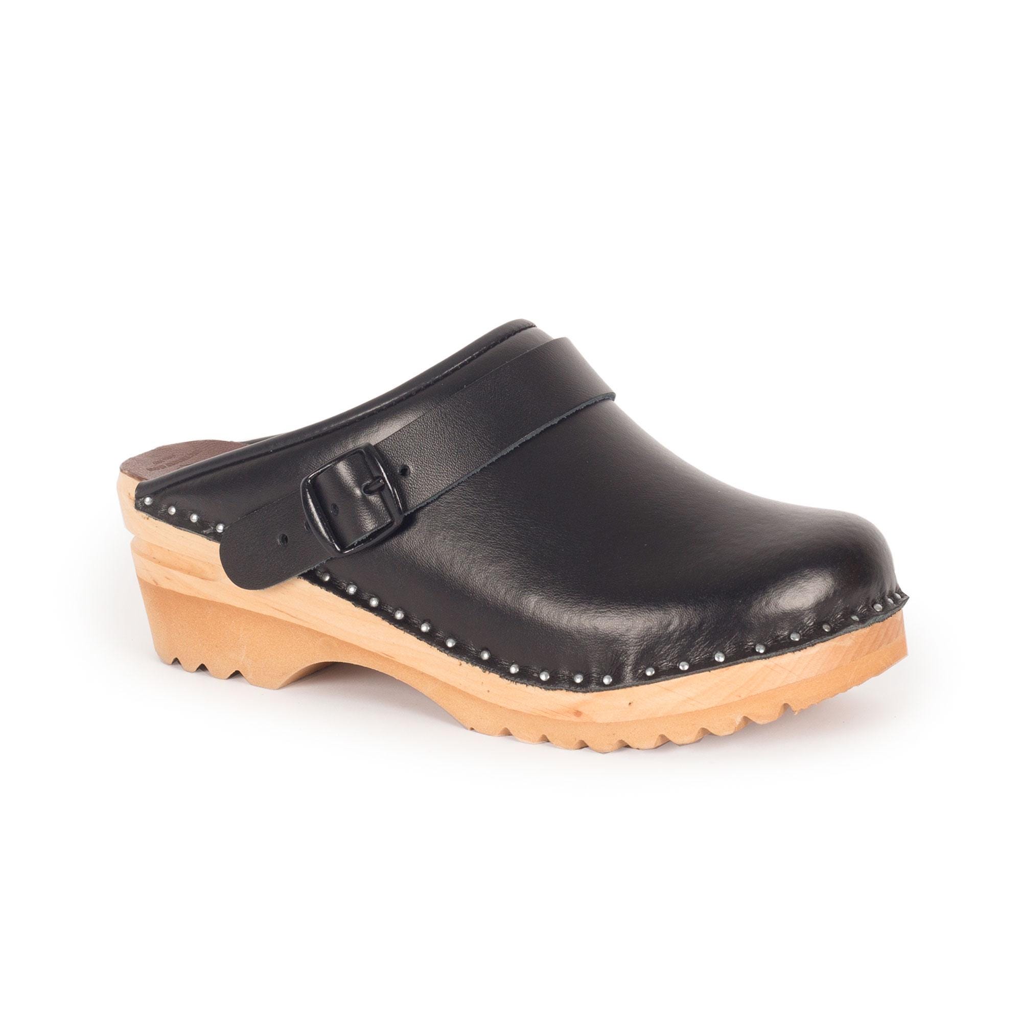 3/$15 Bastad-Toffeln Swedish Brown Leather Clogs Troentorp Bastad Vintage Brown Laces Leather Clogs Made In  main image 3