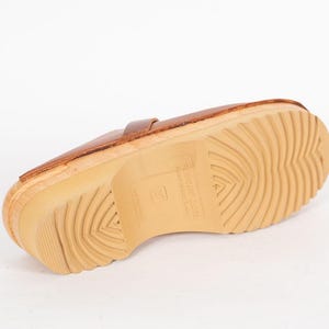 Cognac Brown Leather Clogs: Swedish Troentorp Mules, Low Heel image 8