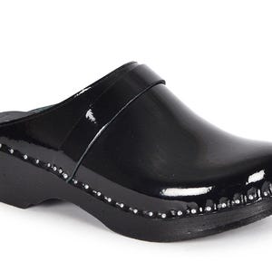 Swedish Black Patent Clogs, Classic Patent Mules, Dark Wood Clogs, Bastad Troentorp Clogs for Women, Comfort Clog, Da Vinci Black Patent