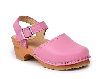 Kids Swedish Clog Sandals / Kid Sandals / Pink Clogs / Closed Toe Sandal / Clogs for Kids / Troentorp Clogs / Amelia Kids Clog Pink