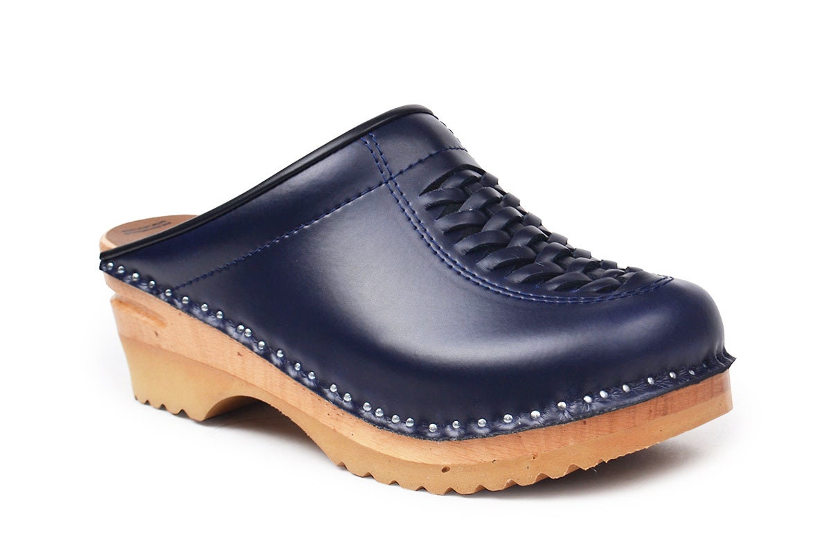 Braided Clogs in Dark Blue Navy Blue Classic Clogs Swedish - Etsy