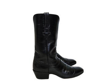 Lucchese Men's Black Leather Western Cowboy Boots I Sz 9 D I L671714
