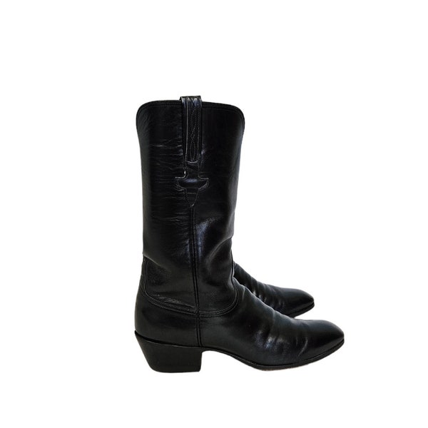 Lucchese Men's Black Leather Western Cowboy Boots I Sz 9 D I L671714