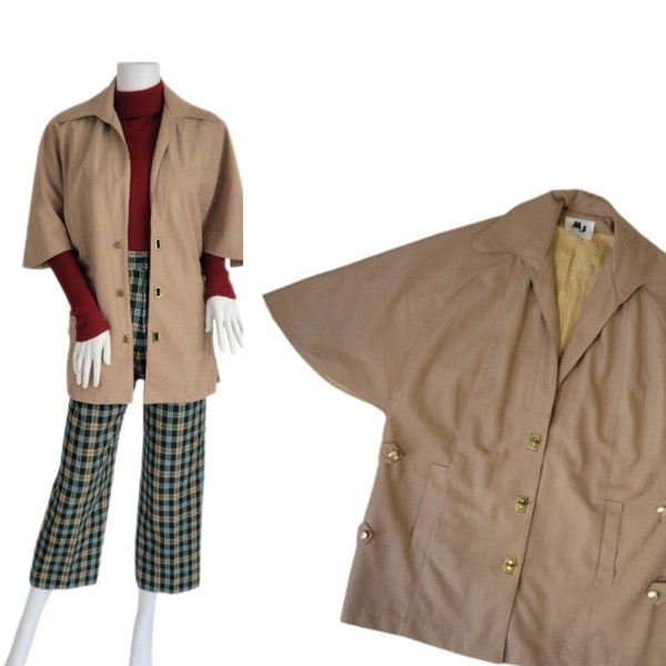 1970's Tan Ultra Suede Sherlock Holmes MOD Jacket I Cape I Sz Med I MJ Seattle