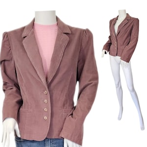 Blazer en velours côtelé de coton rose poudré des années 1980 I manteau de costume I veste I Sz Med I Catch III I Bobbie Brooks image 1