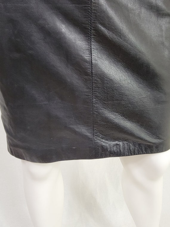 1980's Black Leather High Waist Pencil Skirt I Ve… - image 4