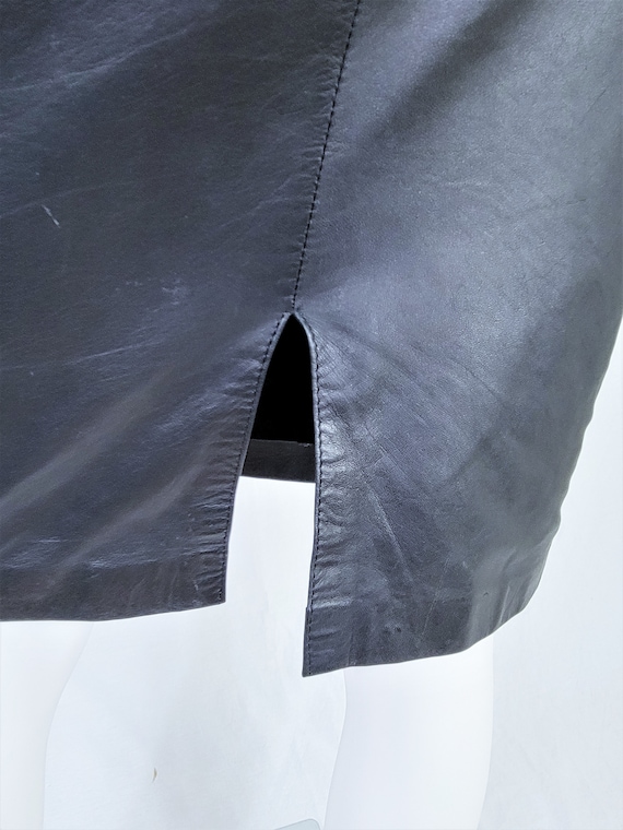 1980's Black Leather High Waist Pencil Skirt I Ve… - image 8