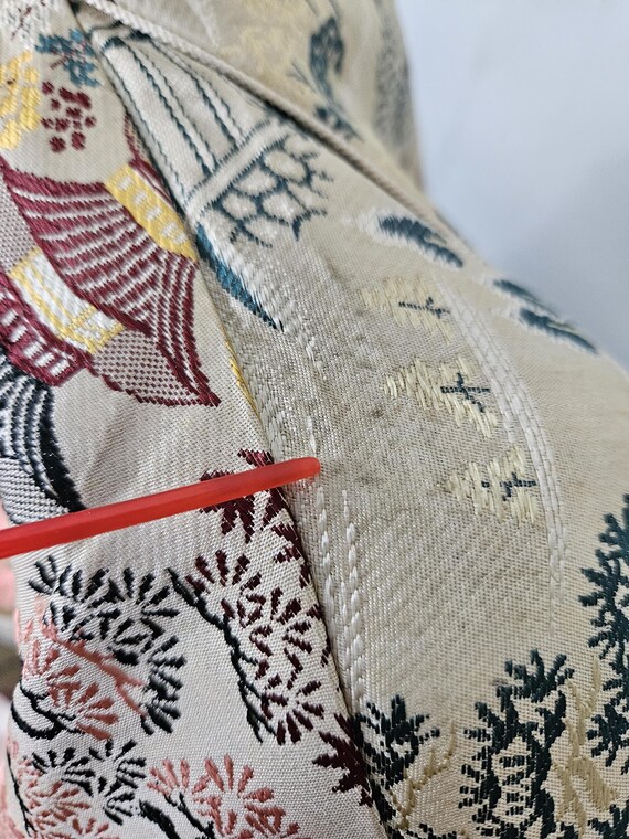 WWII 1940s Cream Rayon Brocade Japanese Asian Lon… - image 8