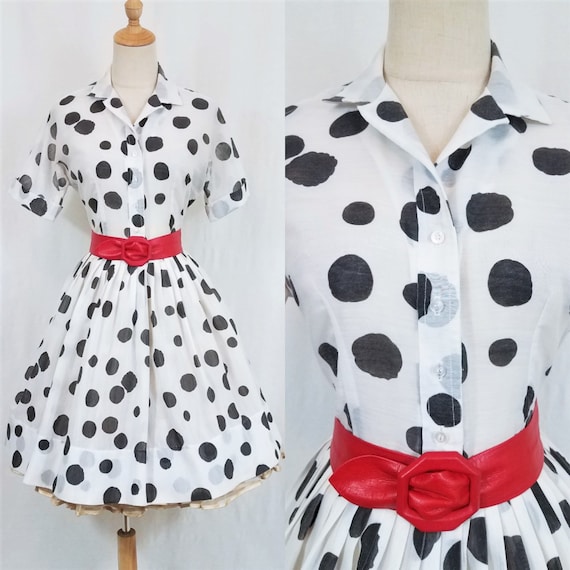 L'aiglon 1950's/60's Black Polka Dot Button Up Shi