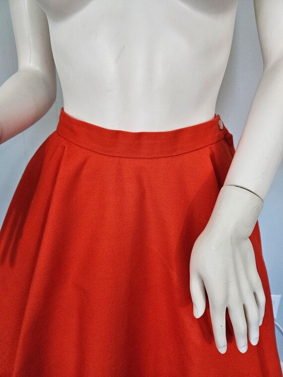 1950's Orange Cotton Canvas Circle Skirt I Sz Sm - image 4