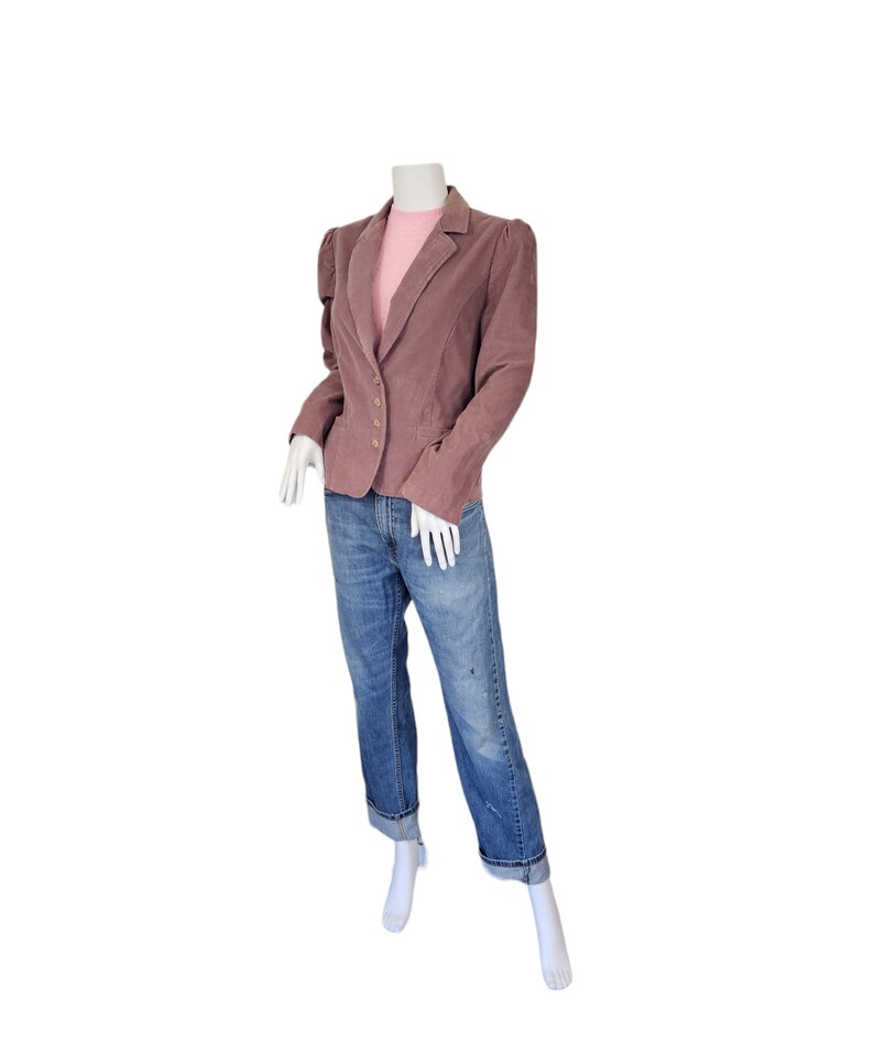 Blazer en velours côtelé de coton rose poudré des années 1980 I manteau de costume I veste I Sz Med I Catch III I Bobbie Brooks image 3